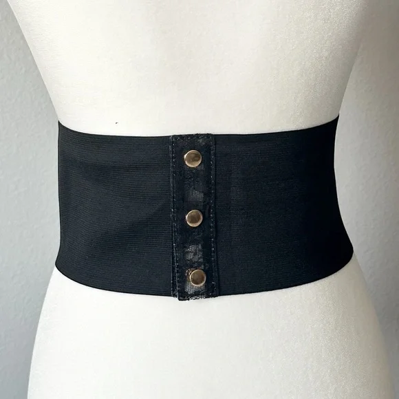Romantic Black Lace Corset Style Waist Belt Stretch Snap Back Closure Size Small - Picture 8 of 12